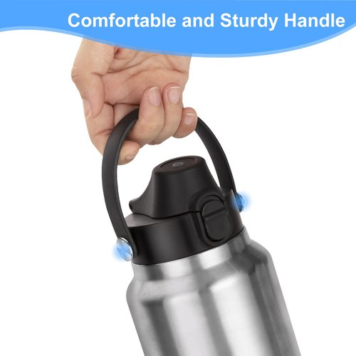 BIJISI Auto Spout Lid for YETI Rambler Bottles, Fits 18/26/36/64 oz Bottles, Chug Replacement Lid Cap with Push-Button Lid and Flexible Handle