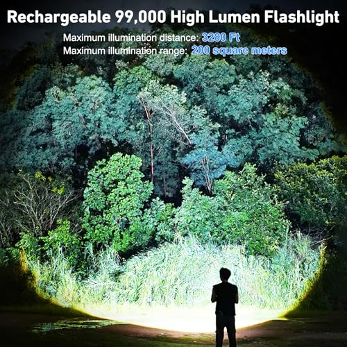 Rechargeable 99,000 Lumen LED Flashlight 2 Pack - Waterproof, 5 Modes, Long Battery Life