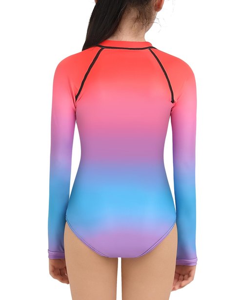 Women and Girls Long Sleeve Swimsuits: Girls 9 11 Years One Piece Bathing Suit UV UPF 50+ Sun Protection Rash Guard Zipper Surfing Swimsuit