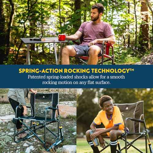 GCI OUTDOOR Freestyle Rocker Camping Chair | Portable Folding Rocking Chair with Solid, Durable Armrests, Drink Holder & Comfortable Backrest ? Royal Blue