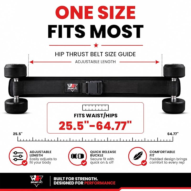 Adjustable Hip Thrust Belt for Dumbbells & Kettlebells – Neoprene Anti-Slip Glute Bridge Belt, Supports 600 LBS