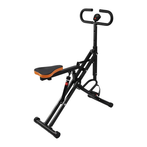 Squat Assist Trainer, Adjustable Squat Machine Trainer Rowing Machine, Foldable Ride & Rowing Machine with LCD Display, 264LBS Loading Capacity for Glutes & Legs Workout, Black