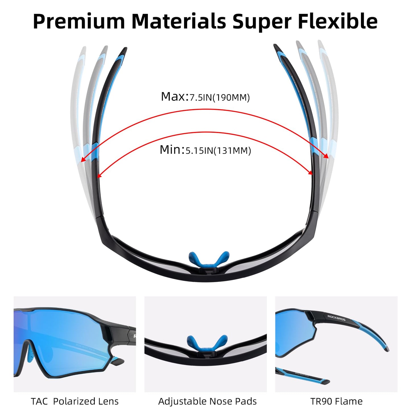 ROCKBROS Kids Polarized Sunglasses Cycling Glasses Sport Sunglasses UV400 Protection for Youth Boys Girls Age 8-14