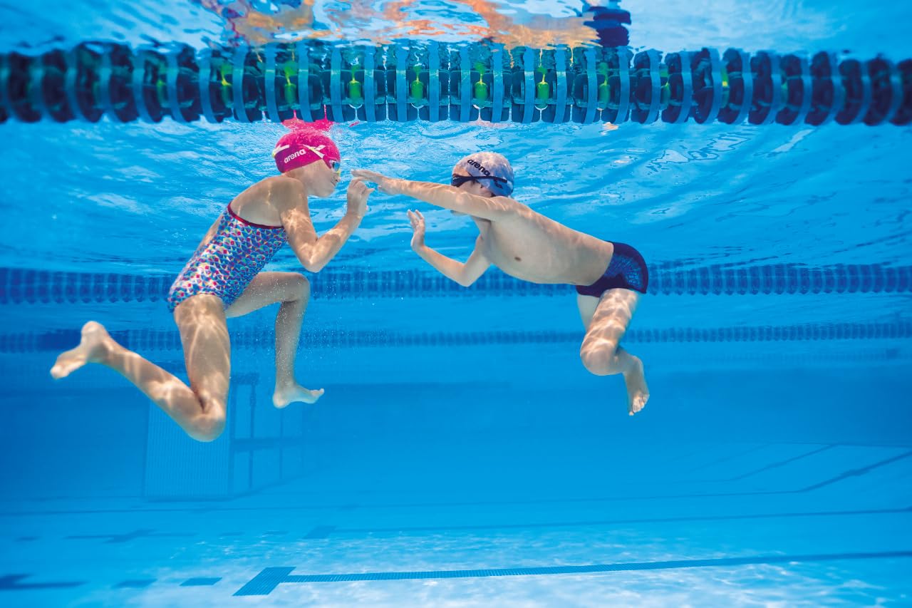 ARENA Tracks Unisex Junior Youth Essential Racing Swim Goggles Kids Swimmers Young Racers Anti-Fog Coated Non-Mirror Lens, Clear/Blue