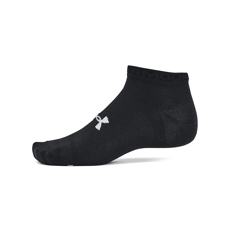 Under Armour Unisex Essential Low Socks 6-Pack - Black / Black / Halo Gray+Large