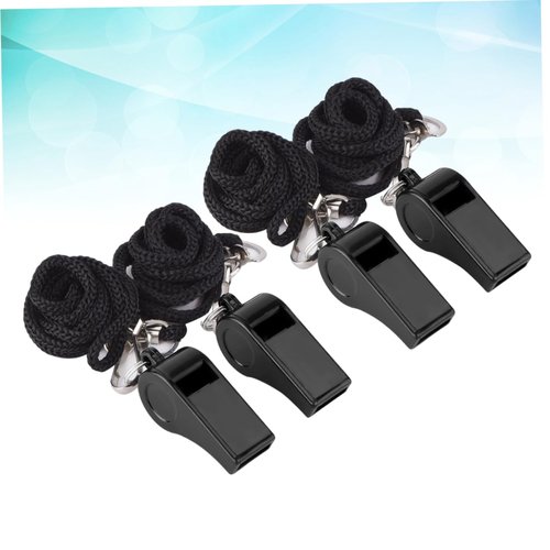 HONMEET 4pcs Plastic Whistles with Lanyard Emergency Survival Referee Whistles for Sports Loud Sound Lightweight for Football Basketball Soccer