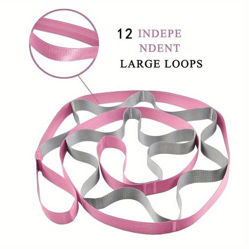 Yoga Strap Non Elastic Stretch Band for Physical Therapy, Stretching Strap with Loops For Stretching Equipment, Stretch Bands for Exercise and Flexibility - Fascia, Hamstring & Leg Stretcher Belt (Pink)