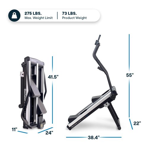 Echelon Stair Climber Sport for Low Impact Cardio at Home – Foldable Design, 3 Incline Levels, Adjustable Resistance, 3 inch Display, Bluetooth, 2 Handle Positions (Battery Powered)