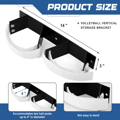 Shimeyao Indoor Volleyball Poles Wall Rack Vertical Upright Storage Bracket for Volleyball Badminton and Tennis