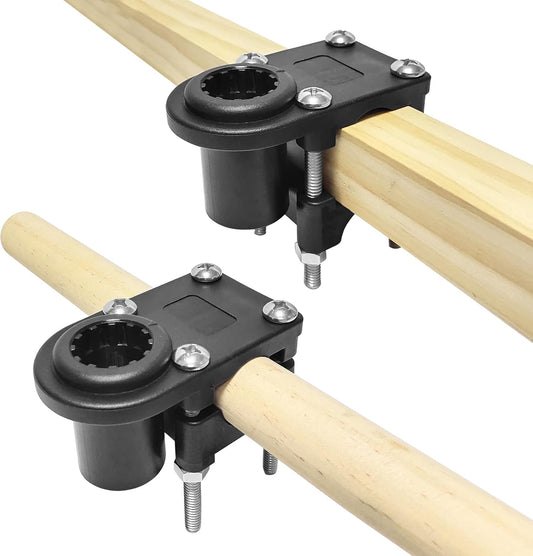2PCS Rod Holder Rail Mount, Fits 1-1/4" Square & 7/8" to 1" Round Rails, No-Drill Fishing Rod Holder Base