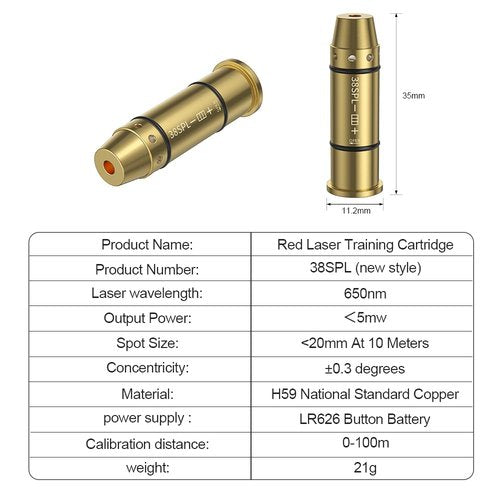 38 SPL Dryfire Laser Training Cartridge 6pcs Kit - Laser Dry Fire Practice for Pistol Training, Perfect for Safety & Accuracy