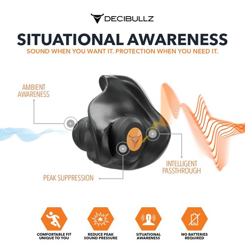 Decibullz Percussive Moldable Earplugs for Hunting & Shooting, Gun Range Hearing Protection for Shooters, Reusable Ear Plugs for Shooting Range