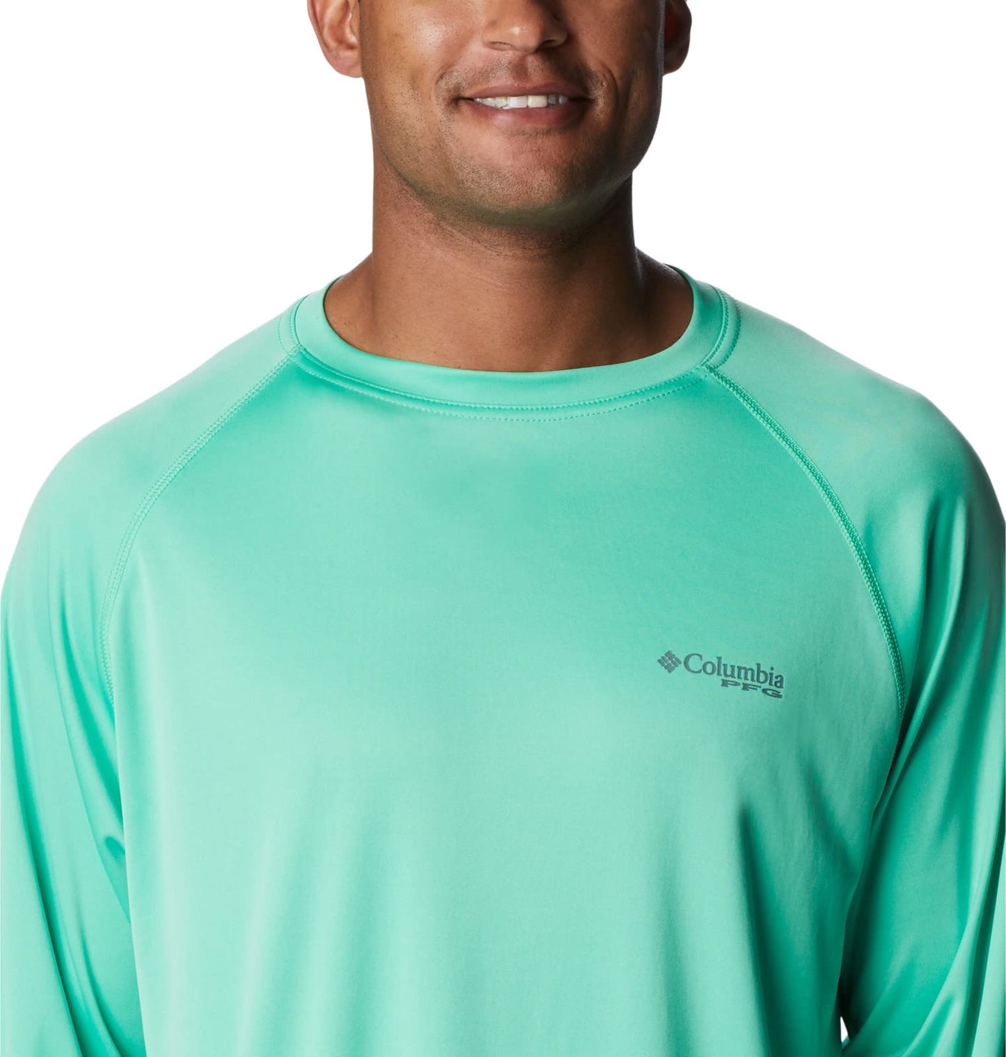 Columbia Men's Terminal Tackle Long Sleeve Fishing Shirt, Light Jade/Metal Logo, X-Large