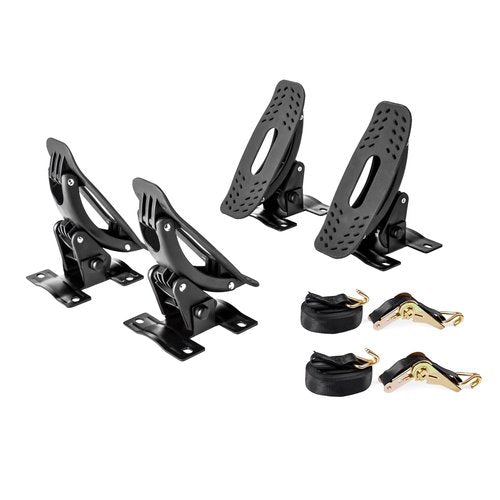 AA-Racks Steel Jetty Saddle Rack for Kayak Carrier Canoe Boat Paddle Board Surfboard Roof Top Mount on Car SUV Truck Crossbar with Ratchet Lashing Straps