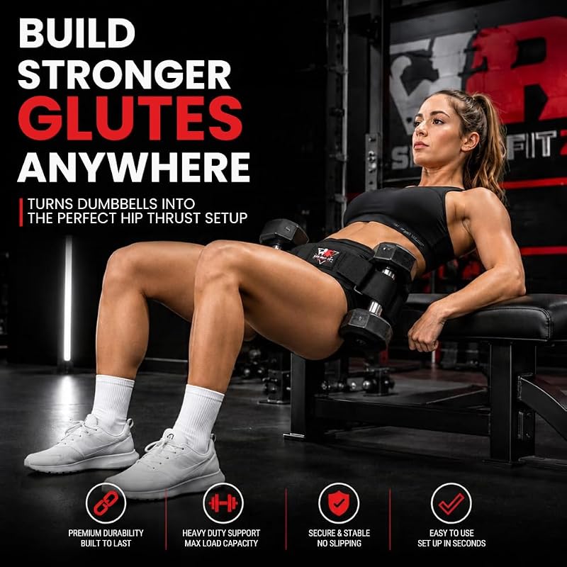 Adjustable Hip Thrust Belt for Dumbbells & Kettlebells – Neoprene Anti-Slip Glute Bridge Belt, Supports 600 LBS