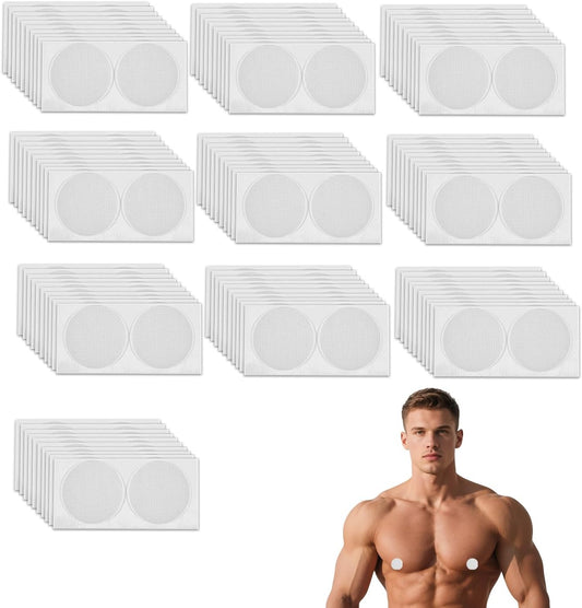 100pcs/50 Pairs Men's Nipple Covers, White PE Nipple Guards Tape Sticker Patches Anti-Chafing Invisible Protector for Running Gym Sports Accessories & Daily Wear