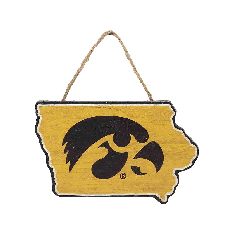 University of Iowa Shaped Hanging Wood Wall Decor - Black/Gold