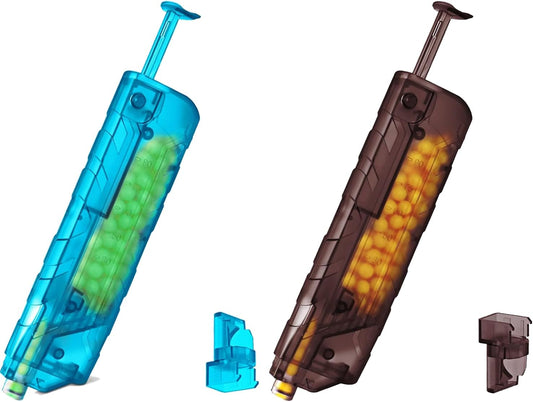 100 Rounds Airsoft Speed Loader Applicable to 6mm BBS - Blue+Brown,2 Pack
