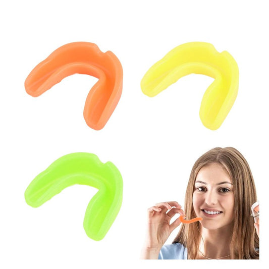3Pcs Mouth Guard for Braces - Upper & Lower Mouth Guard for Sports - Youth & Adult Soft Mouthguard - Teeth Protection for Football, Jujitsu, Karate (Green, Yellow, Orange)