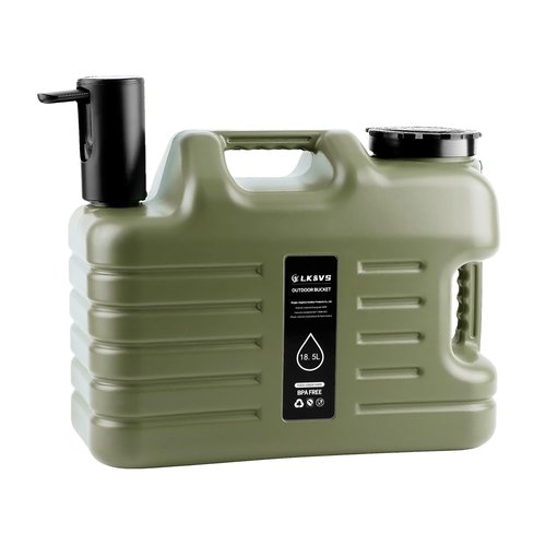 5 Gallon Water Jug with Spigot & Foldable Pump, BPA-Free Leak-Proof Camping Water Container, Type-C Rechargeable Dispenser, Portable Water Storage Tank for Hiking, Outdoors, Emergency Use