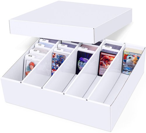 Leyzan 5 Row Trading Card Storage Box, 1 Pack Cardboard Storage Box with Divider for Mtg, Tcg, Sports Cards