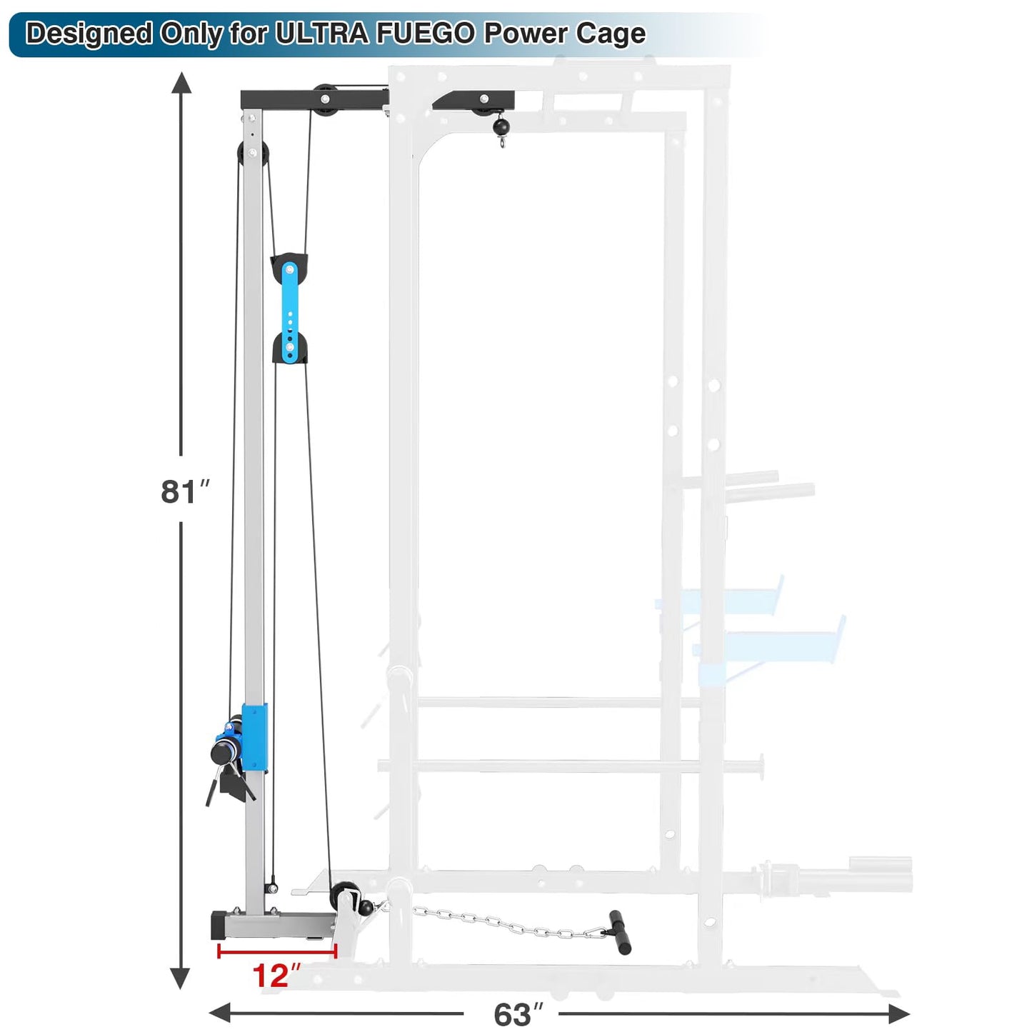 ULTRA FUEGO LAT Pull Down Attachment for Power Cage, Multi-Functional Power Rack Optional Cable Pulley System for Home Gym, Addition for ULTRA FUEGO Power Cage(LAT Pull Down Attachment Only)