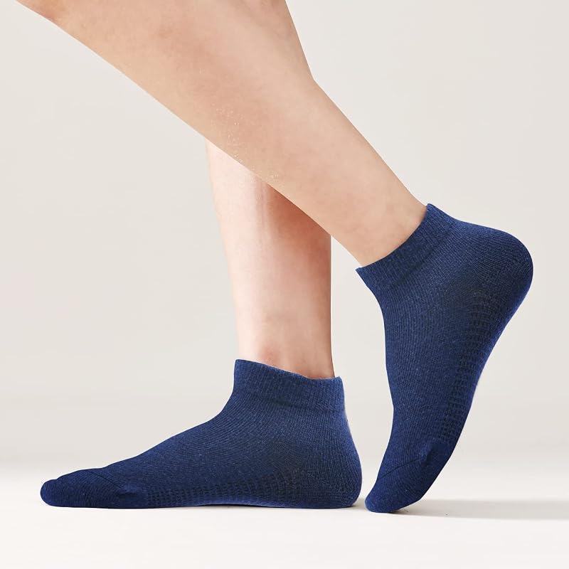 Navy 6 Pack Kids Seamless Ankle Socks - Low Cut No Show Cotton Athletic Socks