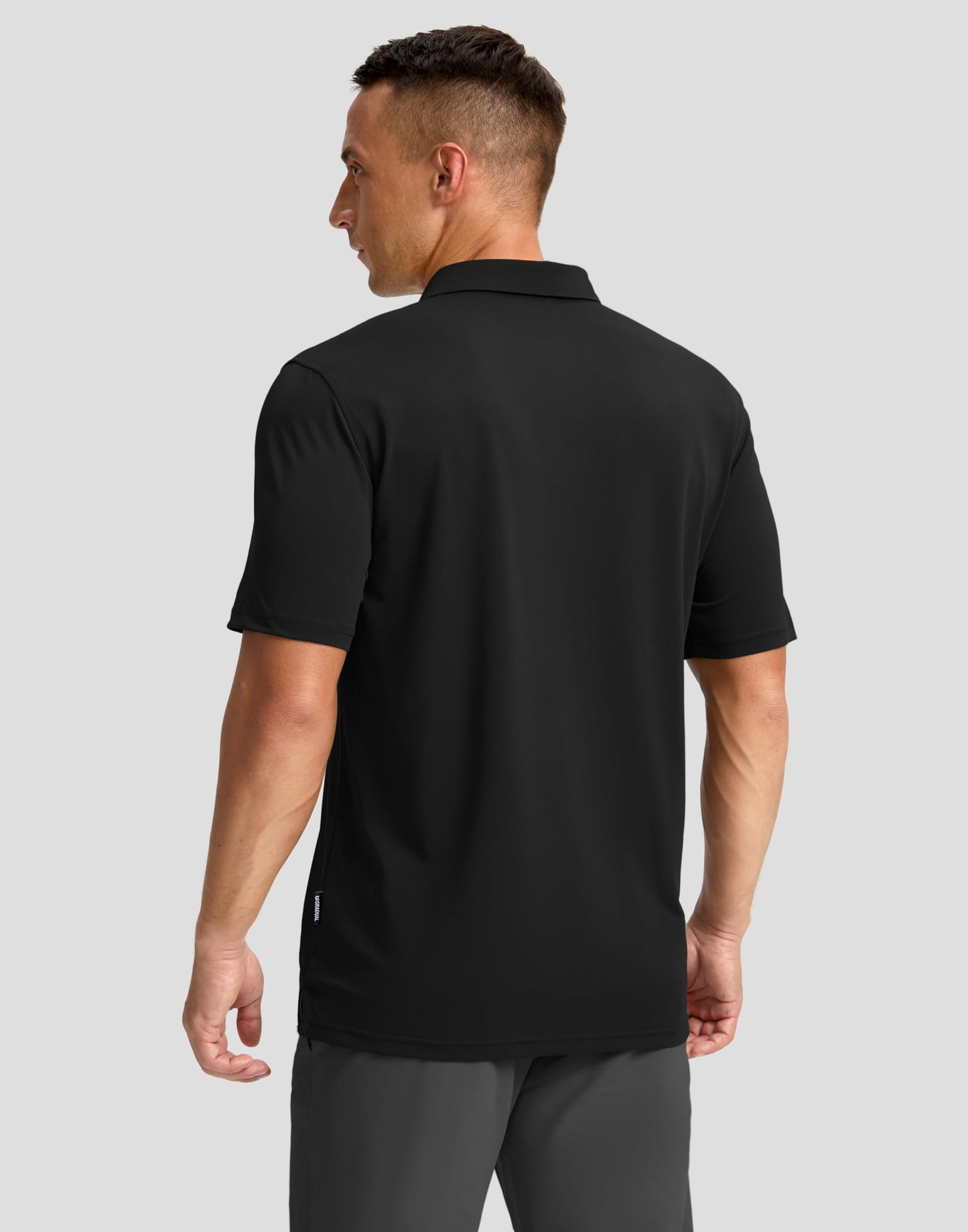 Men's Golf Shirts Dry Fit Moisture Wicking Performance Short Sleeve Collared Polo Shirts for Casual Tennis Bussiness (Black Parallelogram, S)