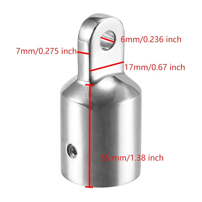 Bimini Top Eye End Cap 3/4" Stainless Steel 316 - 7/8" 1" Sizes w/ L Shape Hex Key