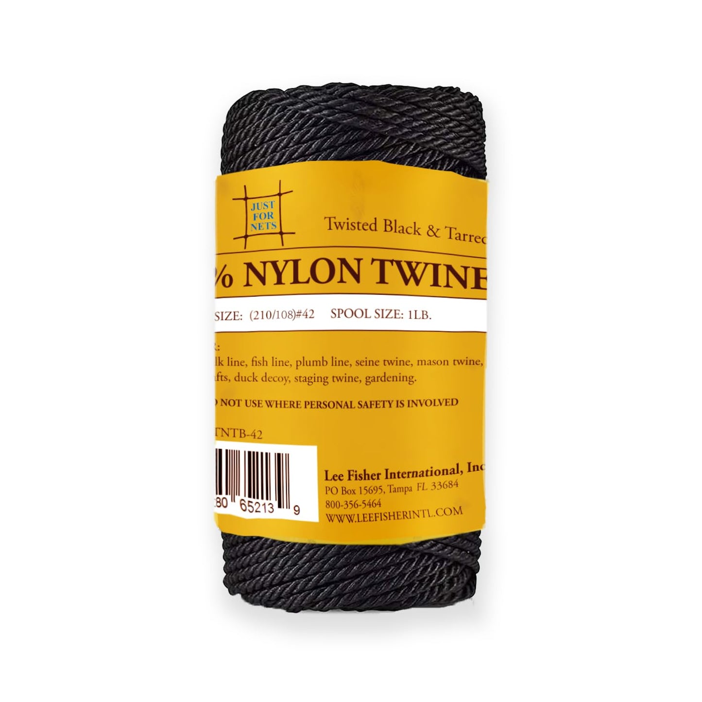 Just For Nets Twisted Tarred Nylon Bank Line Twine, Black, 1lb Spool - Heavy Duty String for Net Repair, Camping, Trot Line Fishing, Bushcraft Cordage (#42-1lb Spool)