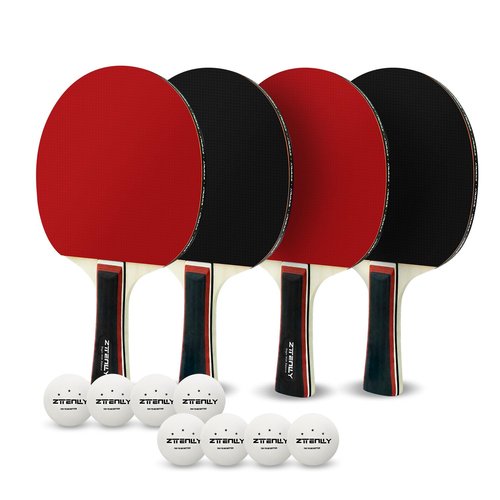 ZTTENLLY Ping Pong Paddles with Balls - Better Control & Sticky Inverted Rubber - Table Tennis Paddles Set of 4 for Indoor & Outdoor Games
