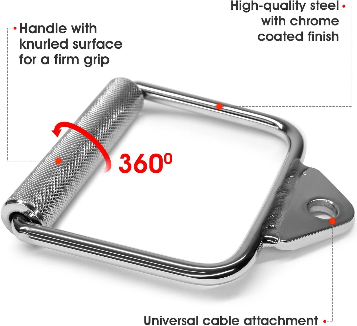 Yes4All Combo Tricep Rope & Single D-Handle for Cable Machine – Chrome D-Handle Cable Attachment – Tricep Rope Pull Down