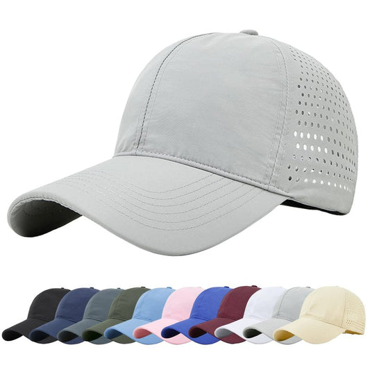 Enwokran Men Quick Dry Sport Baseball Cap, Men's Athletic Fitted Cap Lightweight Mesh Adjustable Plain Hat Running Trucker Hat for Men Women (Light Grey)