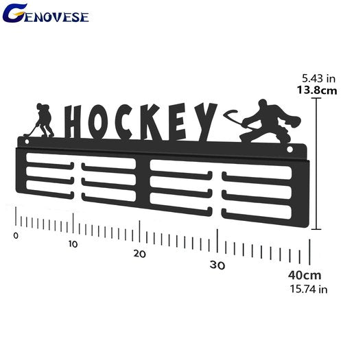 GENOVESE Medal Holder Display Hanger Rack for Hockey,Super Sturdy Black Steel Metal,Wall Mounted Over 50 Medals