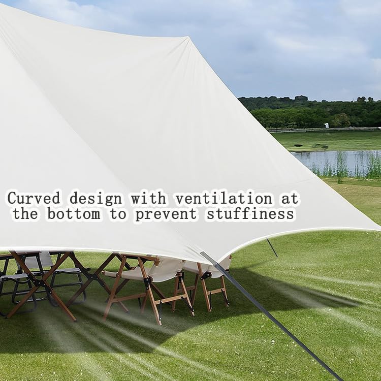 10x17ft Beach Canopy Tent Sun Shade with 2 Poles Camping Tarp Shelter for Beach Grass