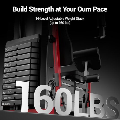 ROBORE Home Gym System with 160LB Weight Stack, Multifunctional All-in-One Workout Station, Full Body Strength Training System
