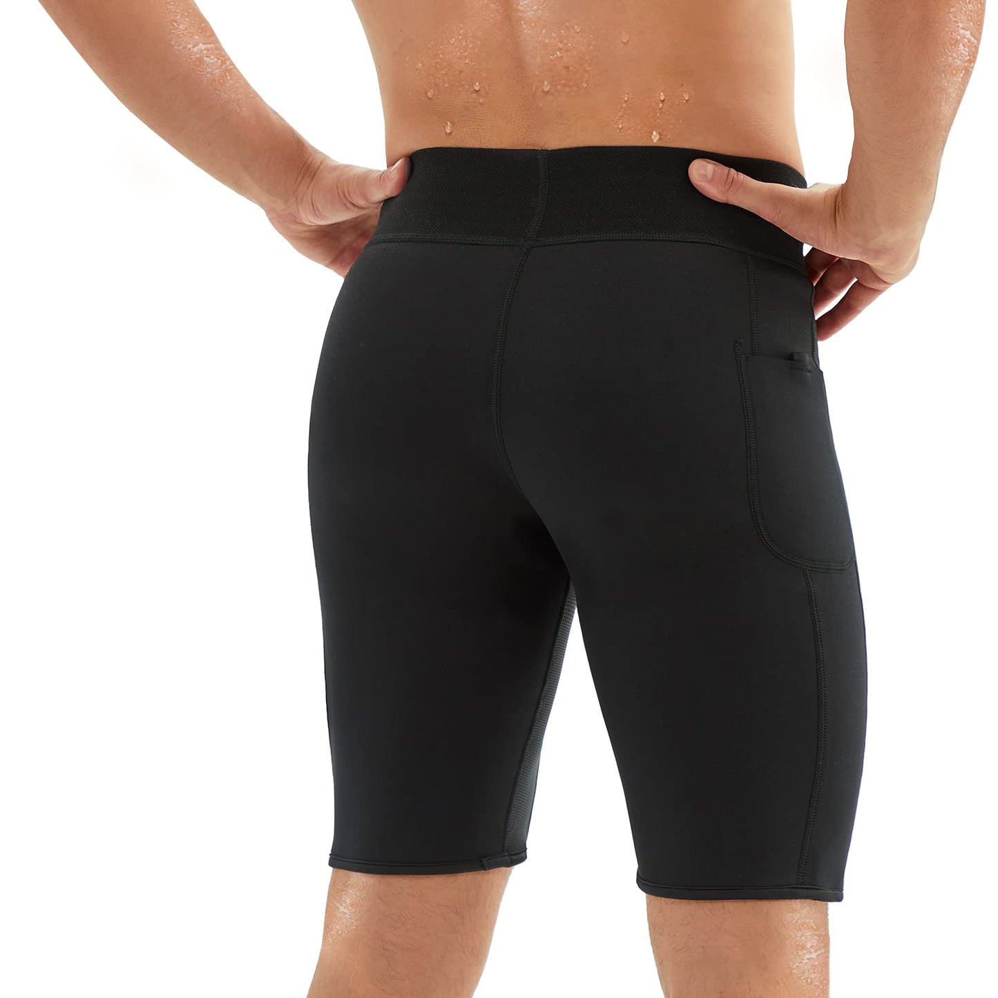 Junlan Sweat Shorts for Men Sauna Suit Mens Body Shaper Sweat Sauna Neoprene Shorts(Black, Large)