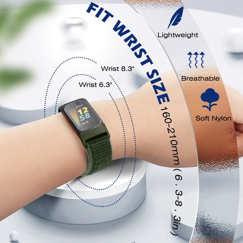 AVOD Sport Loop Nylon Watch Bands Compatible with Fitbit Charge 6/Charge 5 for Women Men, Adjustable Breathable Replacement Soft Nylon Loop Wristband for Fitbit Charge 6/Fitbit Charge 5