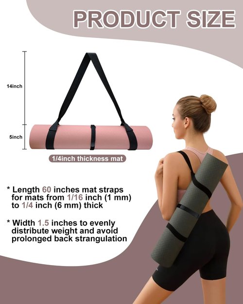 Fyroxx Yoga Mat carrier, premium yoga strap for carrying yoga mats with adjustable Velcro strap, suitable for carrying most sizes of yoga mats, free your hands, soft and durable