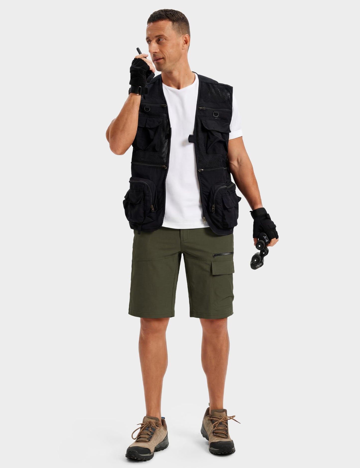 TACVASEN Cargo Shorts for Men Outdoor Work Hiking Shorts Lightweight Quick Dry Casual Summer Golf Dress Fishing Elastic Waist Green 38
