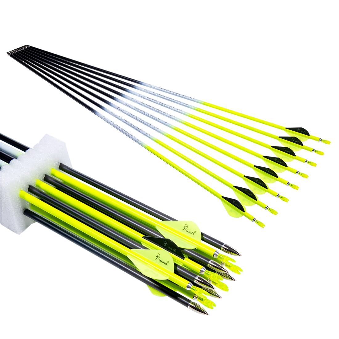 QunYing Archery Carbon Arrow 30 inch 300 340 350 Spine Hunting Arrows for Compound Recurve Bow 12PCS Spine 340