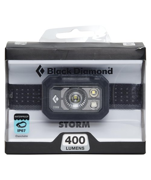 BLACK DIAMOND Storm 400 LED Headlamp, Waterproof and Dimmable Battery Powered Headlamp for Camping, Hiking, Hunting, Fishing, Work with Red Light Headlamp Mode, Graphite