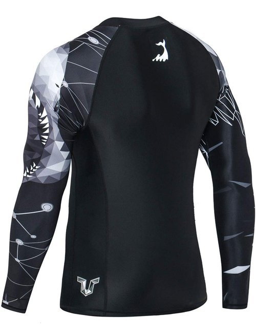 HUGE SPORTS Wildling Series UV Protection Quick Dry Compression Rash Guard (Shark,M)