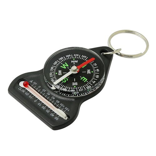 Zaagot Compact Compassing Thermometer Essential Compasses Thermometers with Keychain Navigation Tool for Outdoor Activities Plastic