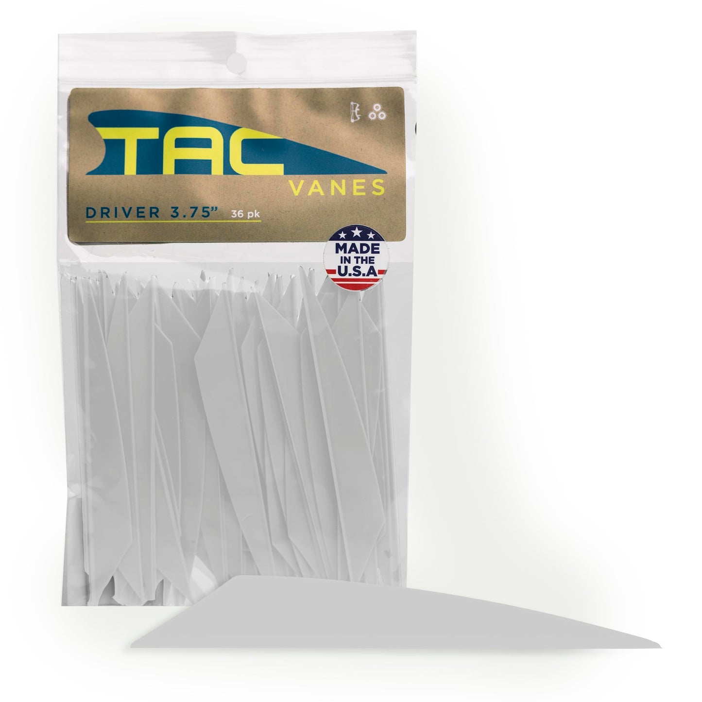 TAC Vanes 3.75" Driver Arrow Vanes | Archery Fletching for Compound & Crossbow | Durable, Lightweight, High Accuracy, White 36 Pack