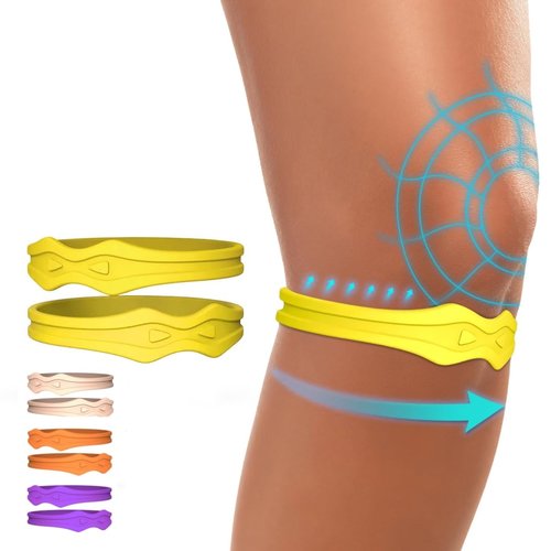 Fitgeno Knee Strap Patella Support: Knee Band for Patellar Tendon Pain Relief - Knee Brace for Tendonitis Jumpers Running Sports Basketball Men Women 2 Packs (Yellow)