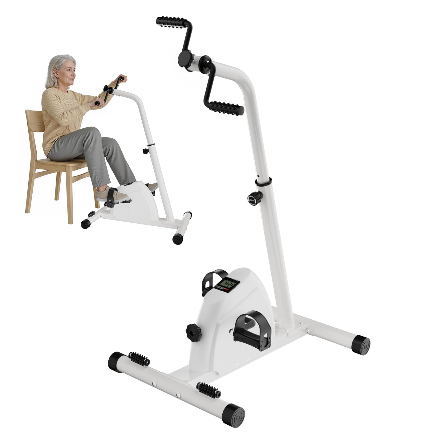 Padel Exerciser Mini Exercise Bike for Leg and Arm Cycling, Warm Up Exercise (Gray)