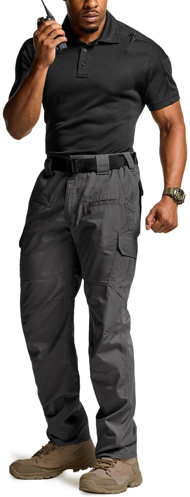 CQR Men's Tactical Pants, Water Resistant Ripstop Cargo Pants, Lightweight EDC Work Hiking Pants, Outdoor Apparel, Raider Charcoal, 30W x 30L