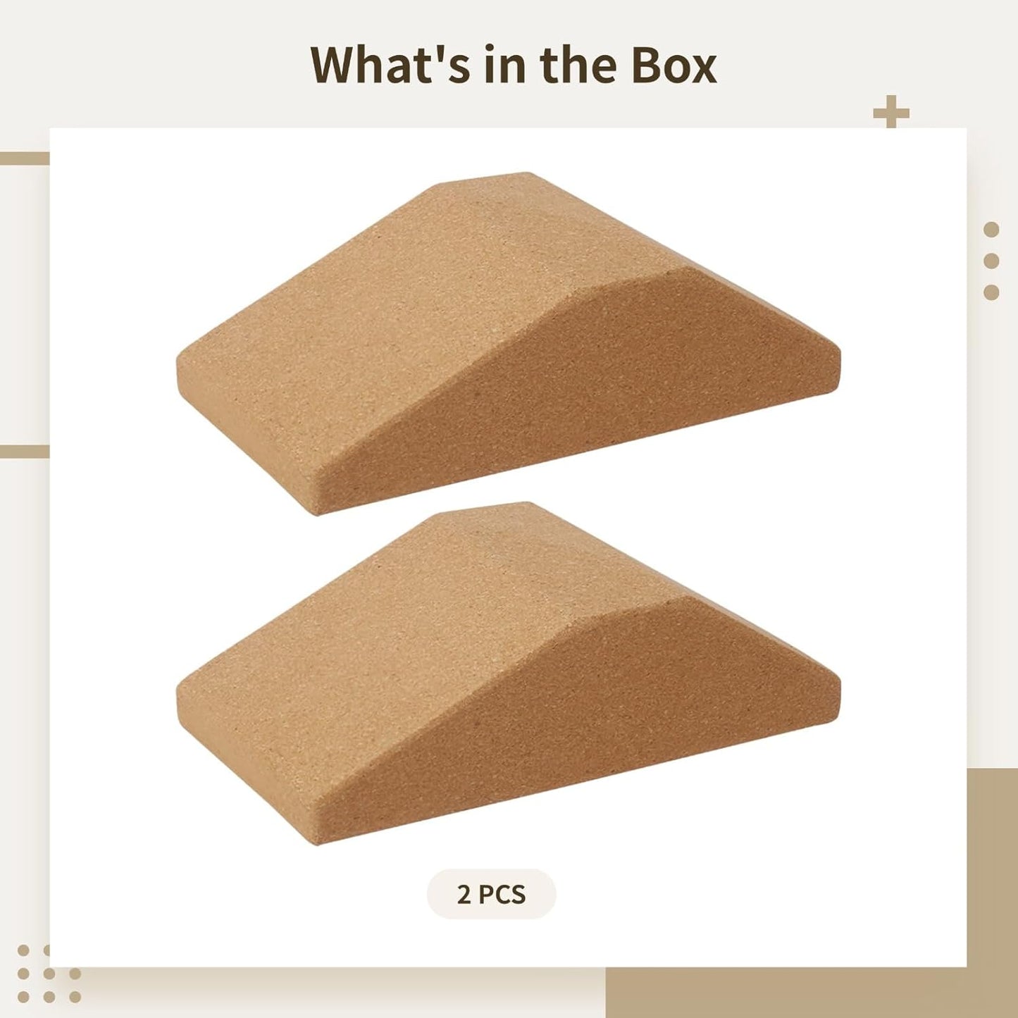 2 Pcs Cork Yoga Wedge Blocks, Non-Slip High-Density Yoga Props for Wrist Support and Myofascial Release