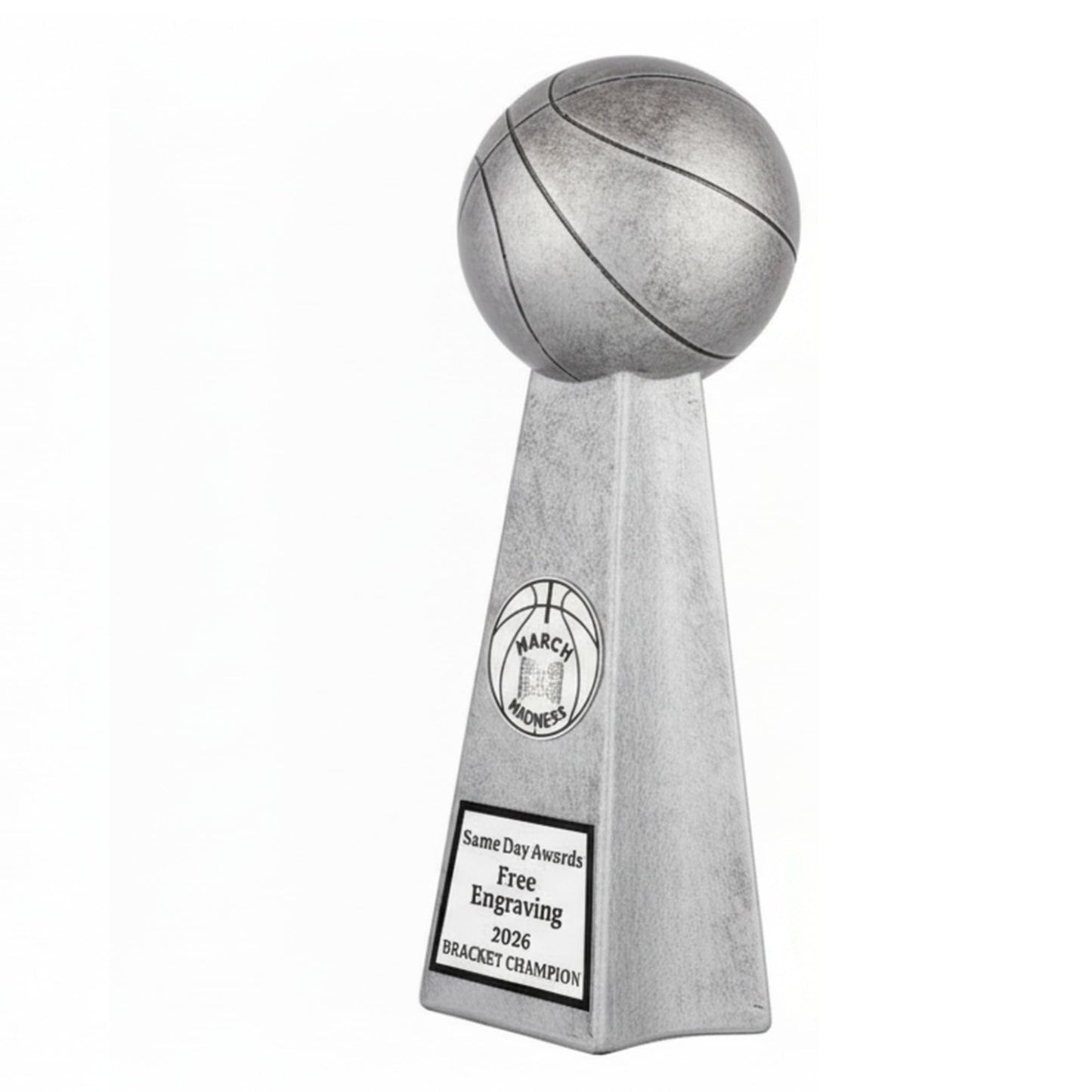 Same Day Awards March Basketball Madness Bracket Trophy with Free Engraving 10 Inch Award for Bracket Winner College Basketball Tournament Challenges Office Pools (10")